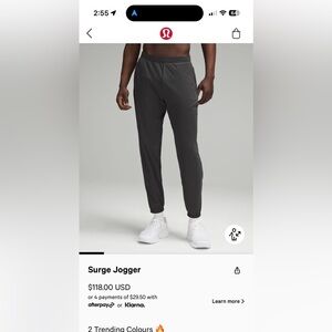 Lululemon Surge Joggers Graphite Gray